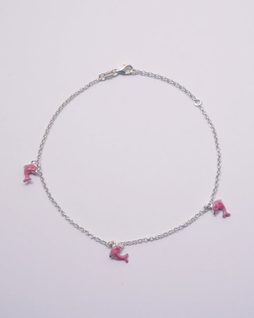 3 Pink Dolphin Anklet