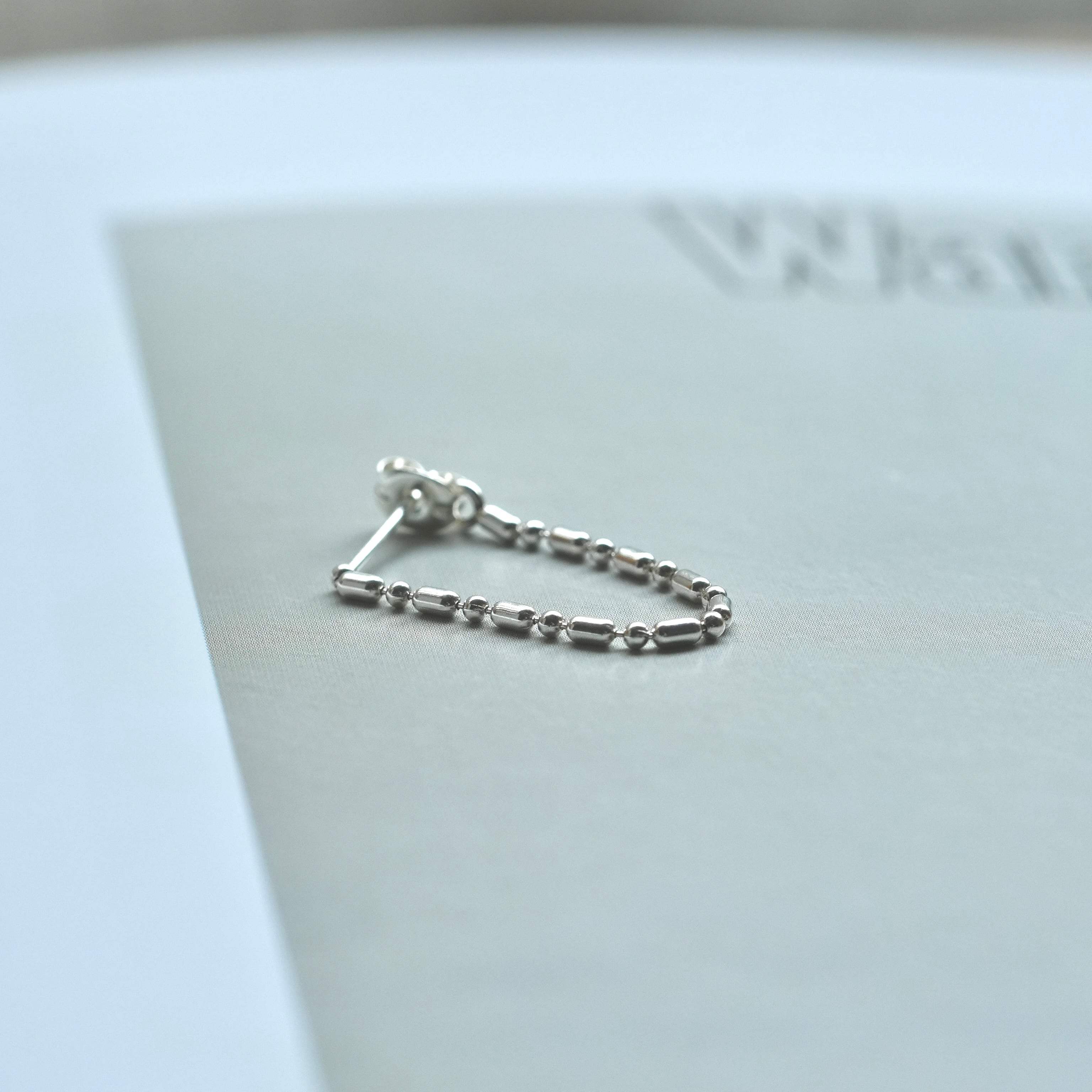 Combination Ball Chain Hoop Pierce Silver (片耳用)