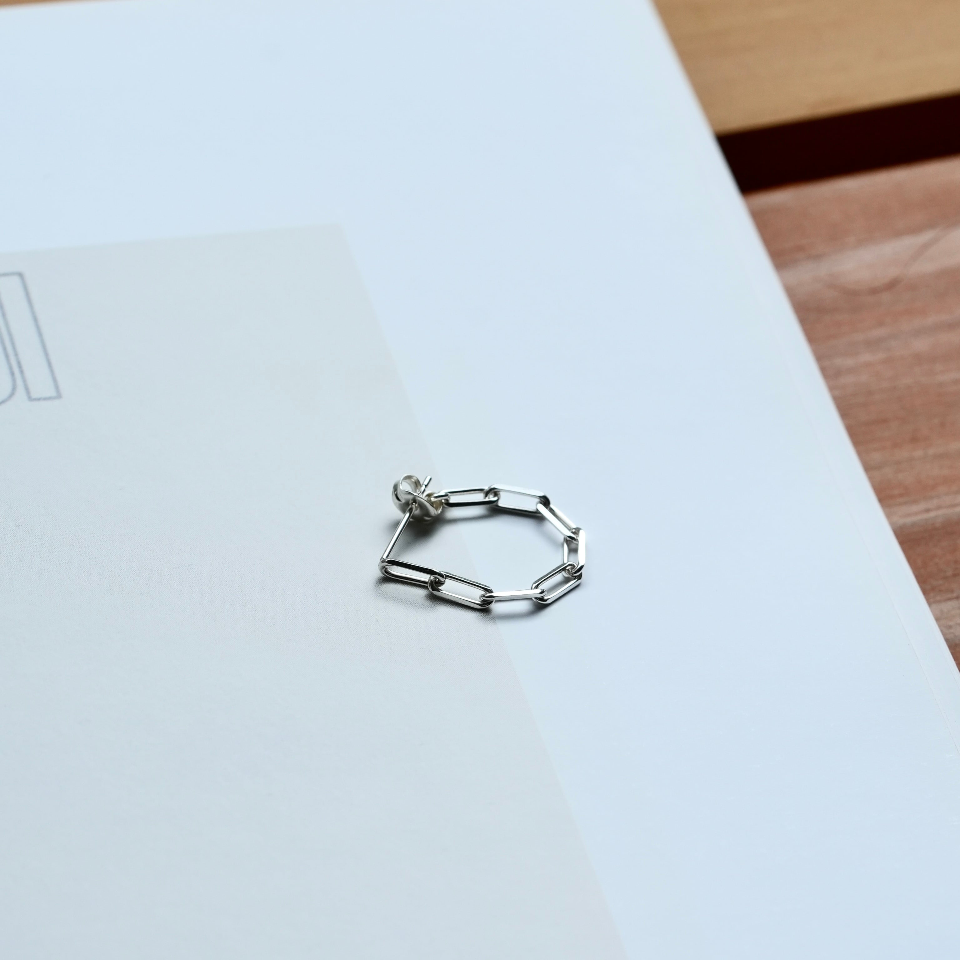 Long Cable Chain Hoop Pierce Silver (片耳用)