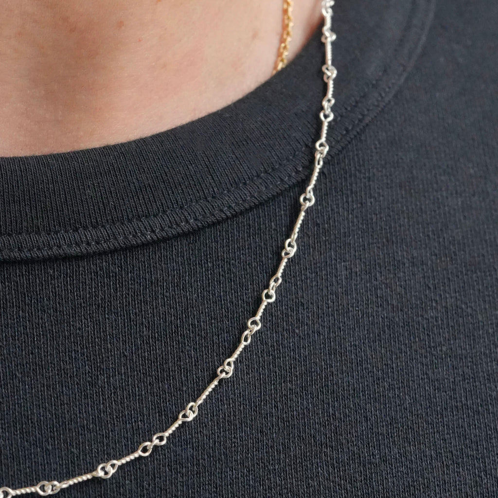 Twist Bar Chain Bracelet ＆ Necklace Silver