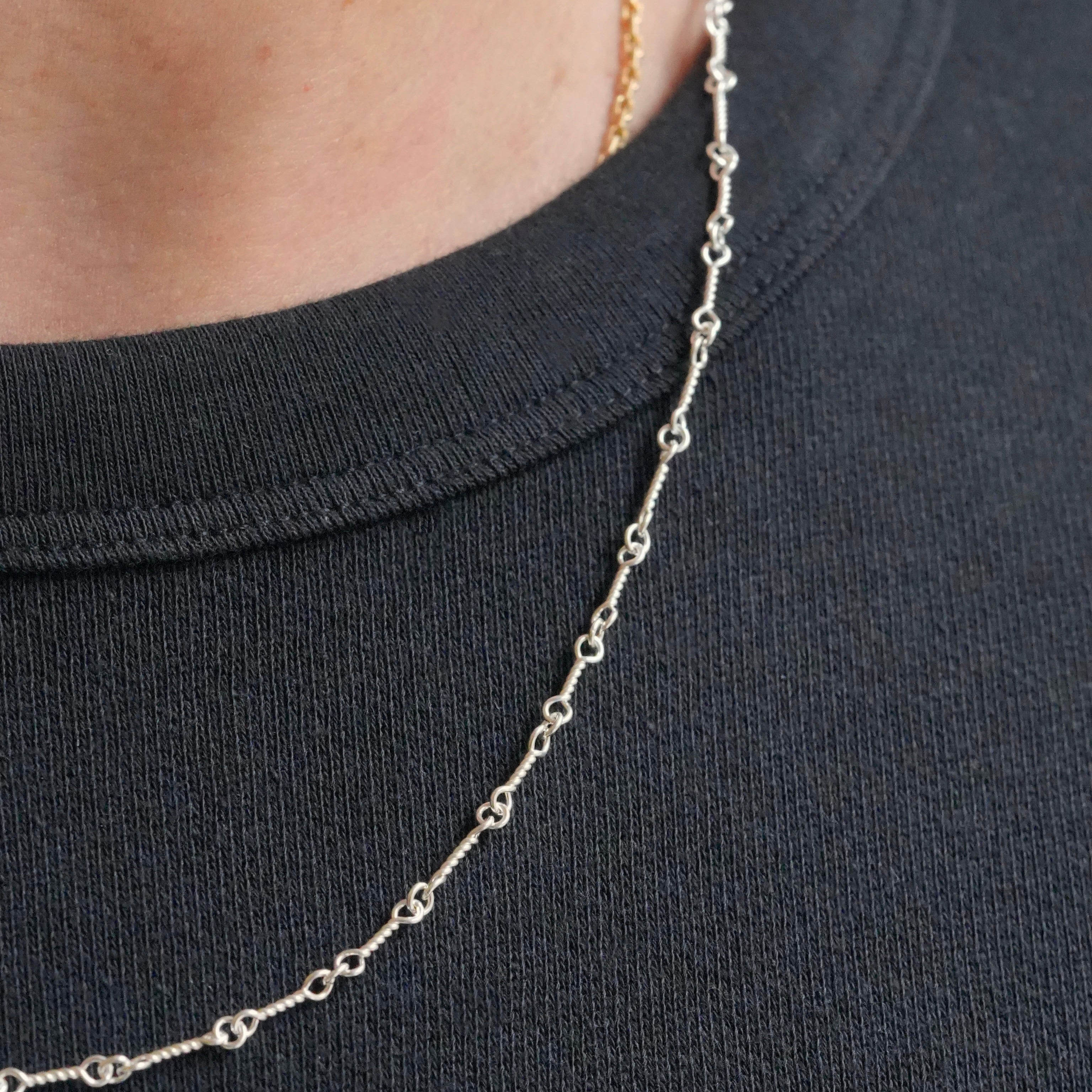 Twist Bar Chain Bracelet ＆ Necklace Silver