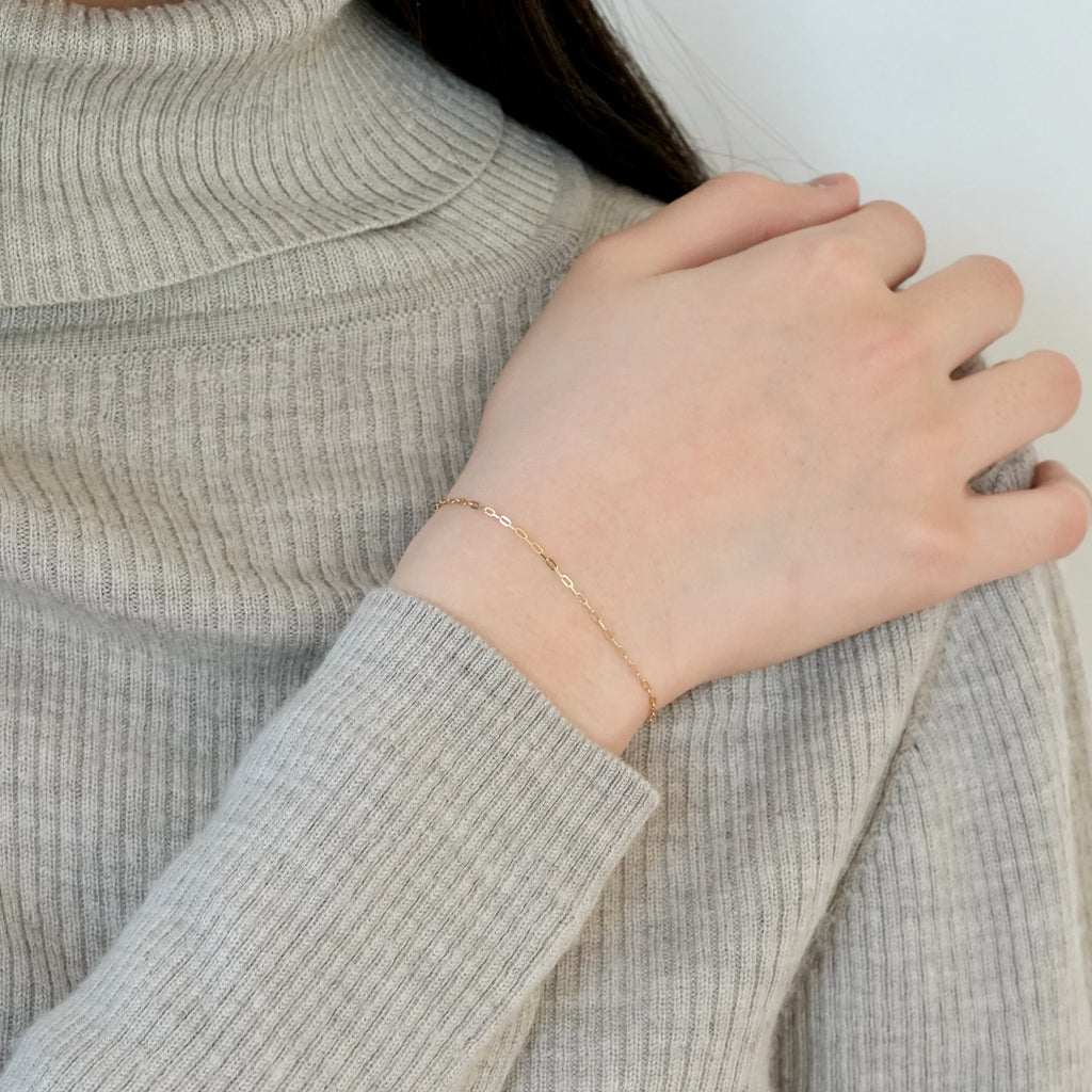 Flat Oval Chain Bracelet K10YG ¥21,505～￥31,735