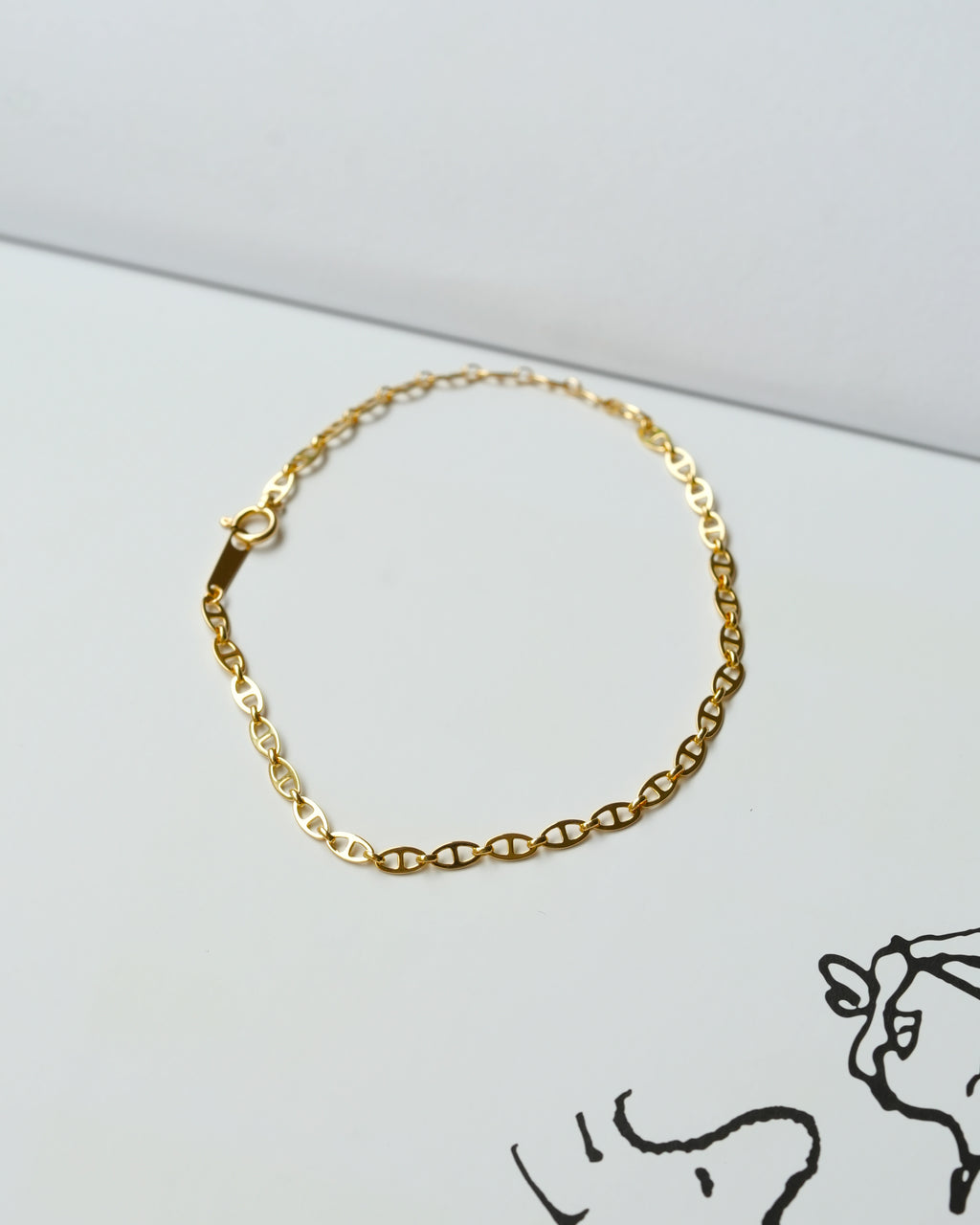 Flat Anchor Chain Bracelet K18 Yellow Gold