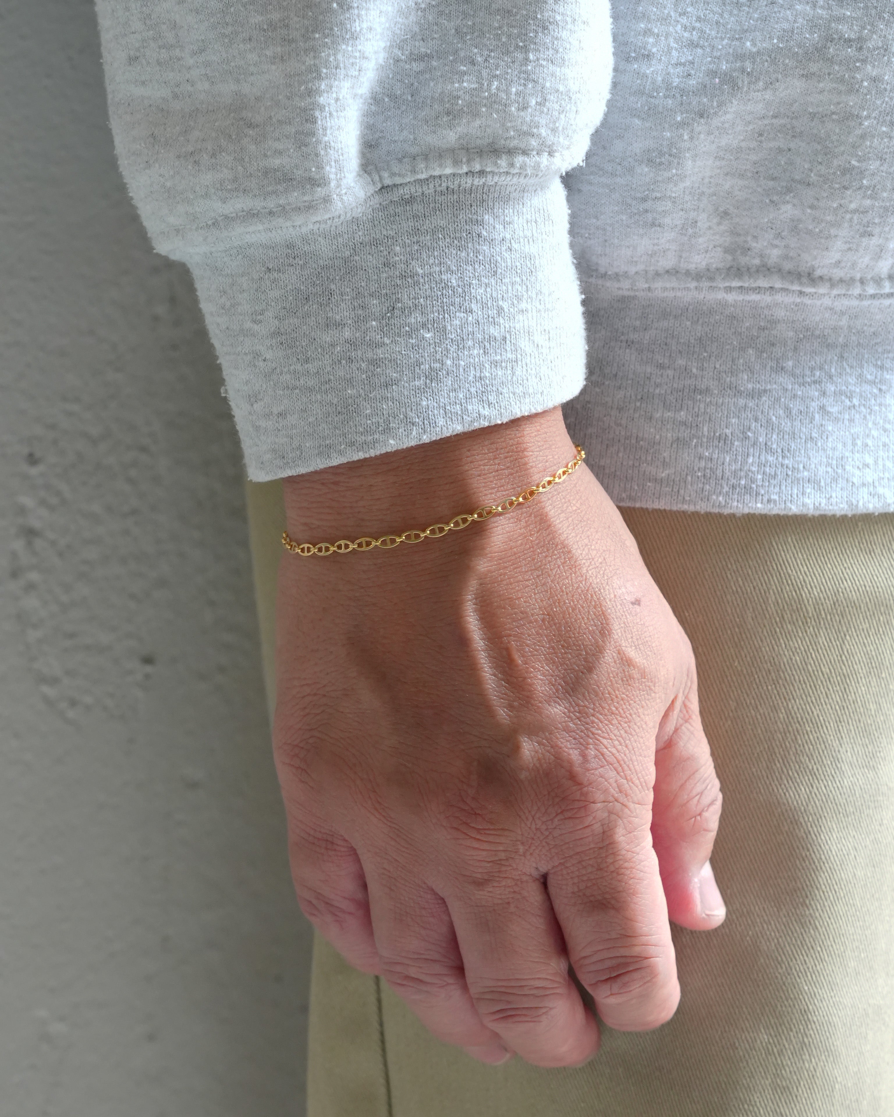 Flat Anchor Chain Bracelet K18 Yellow Gold