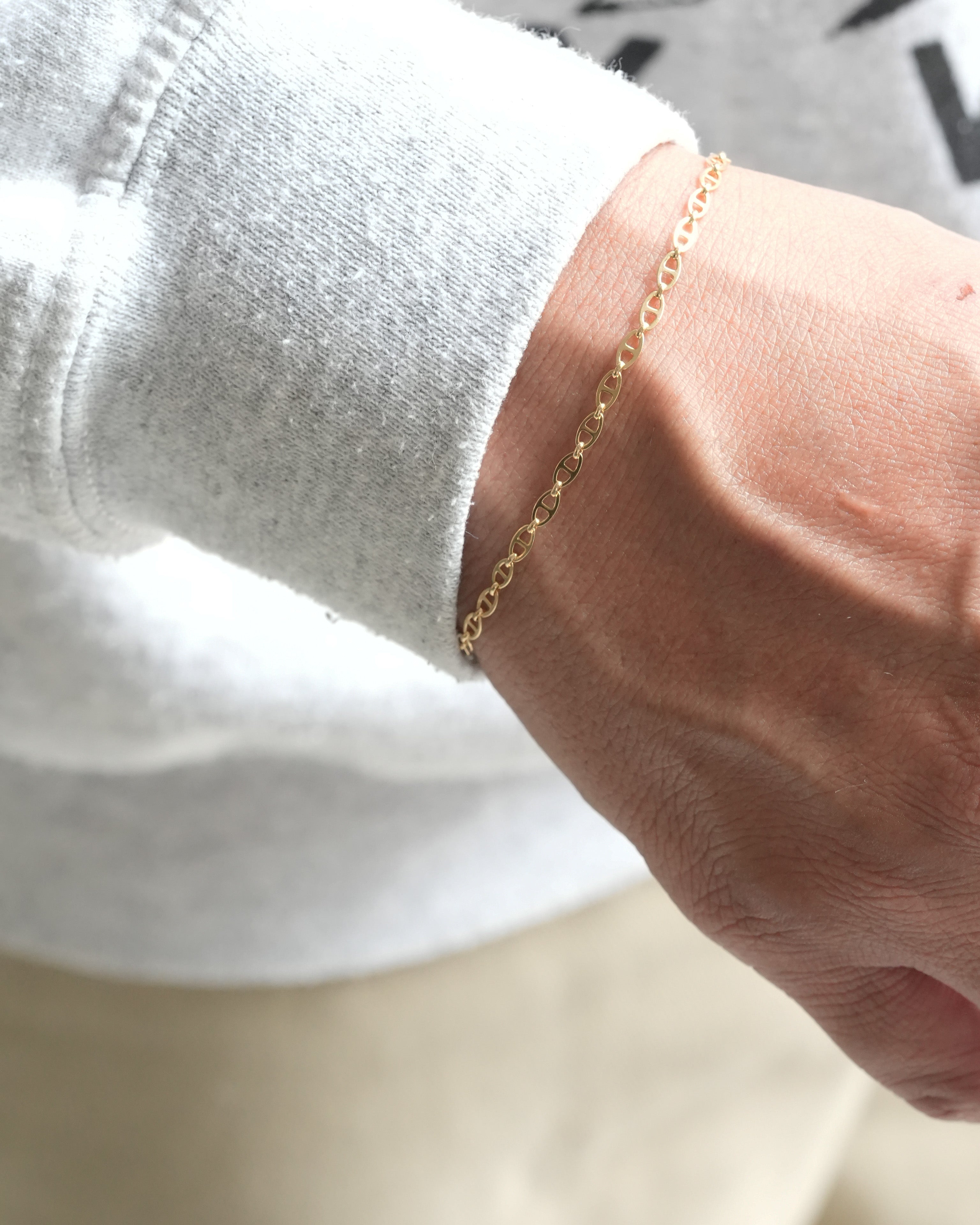 Flat Anchor Chain Bracelet K18 Yellow Gold