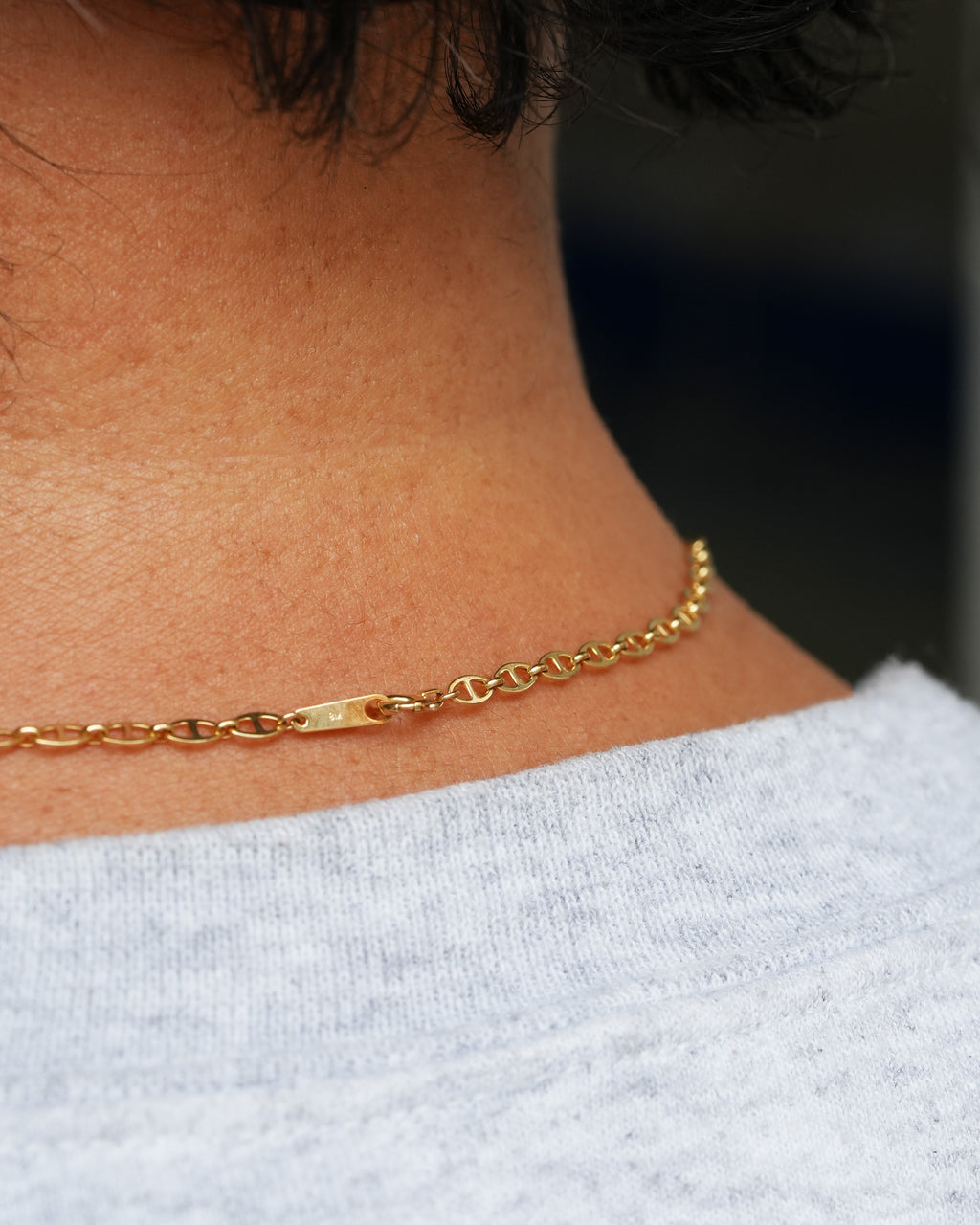 Flat Anchor Chain Necklace K18 Yellow Gold