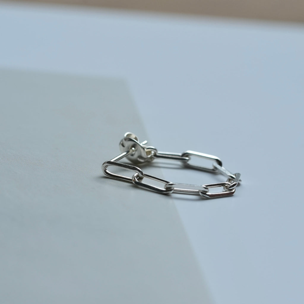 Long Cable Chain Hoop Pierce Silver (片耳用)