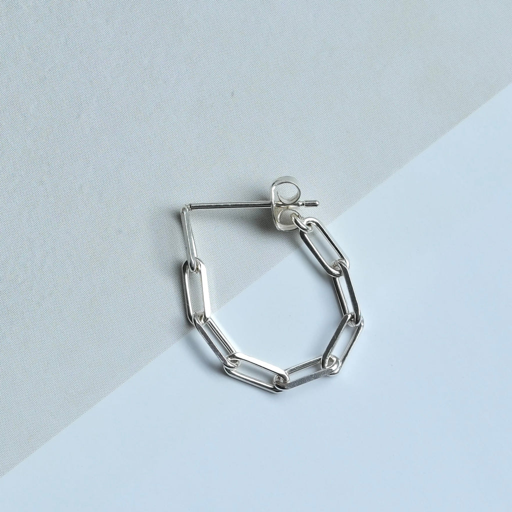 Long Cable Chain Hoop Pierce Silver (片耳用)