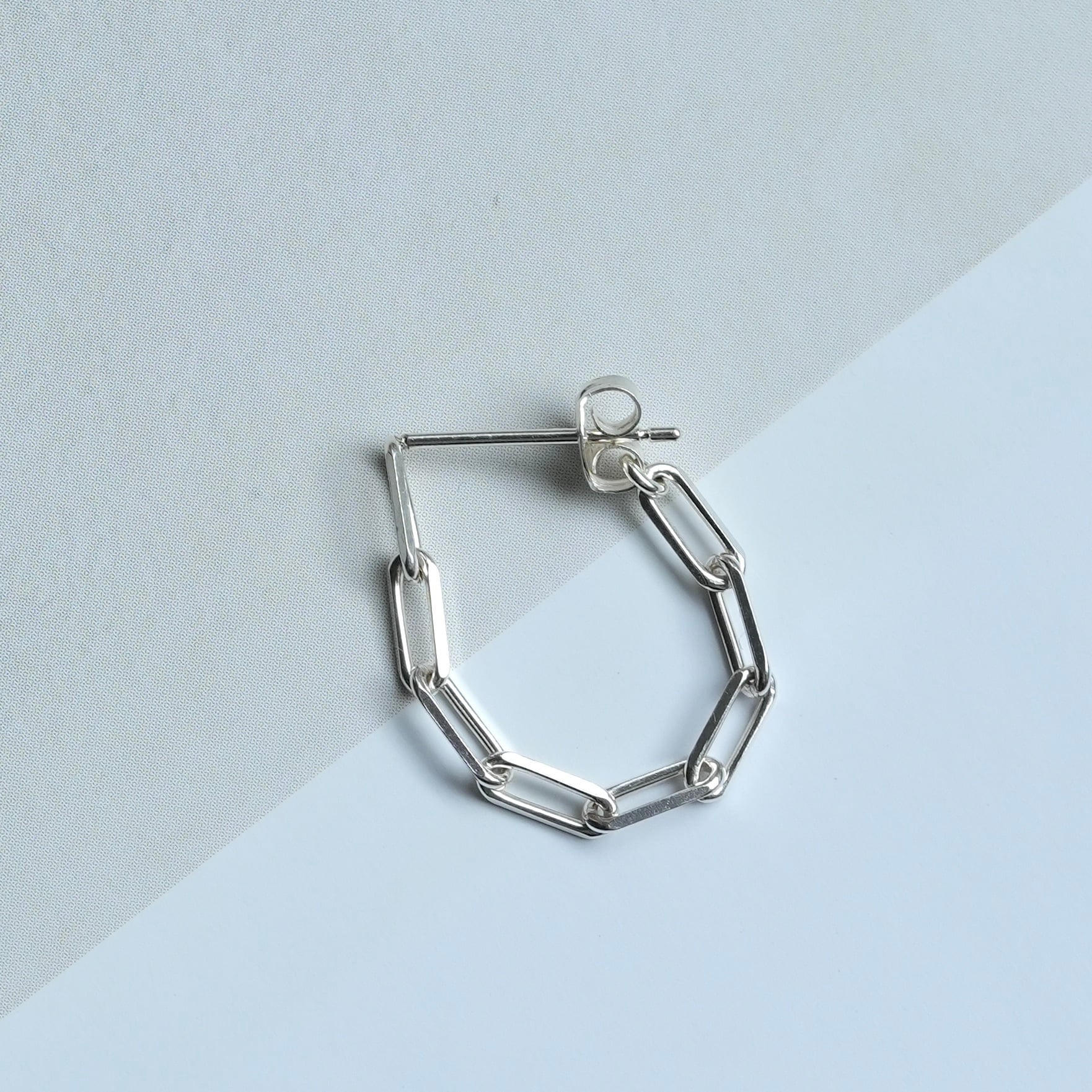 Long Cable Chain Hoop Pierce Silver (片耳用)