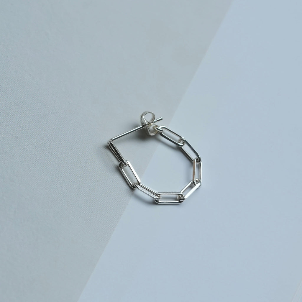 Long Cable Chain Hoop Pierce Silver (片耳用)
