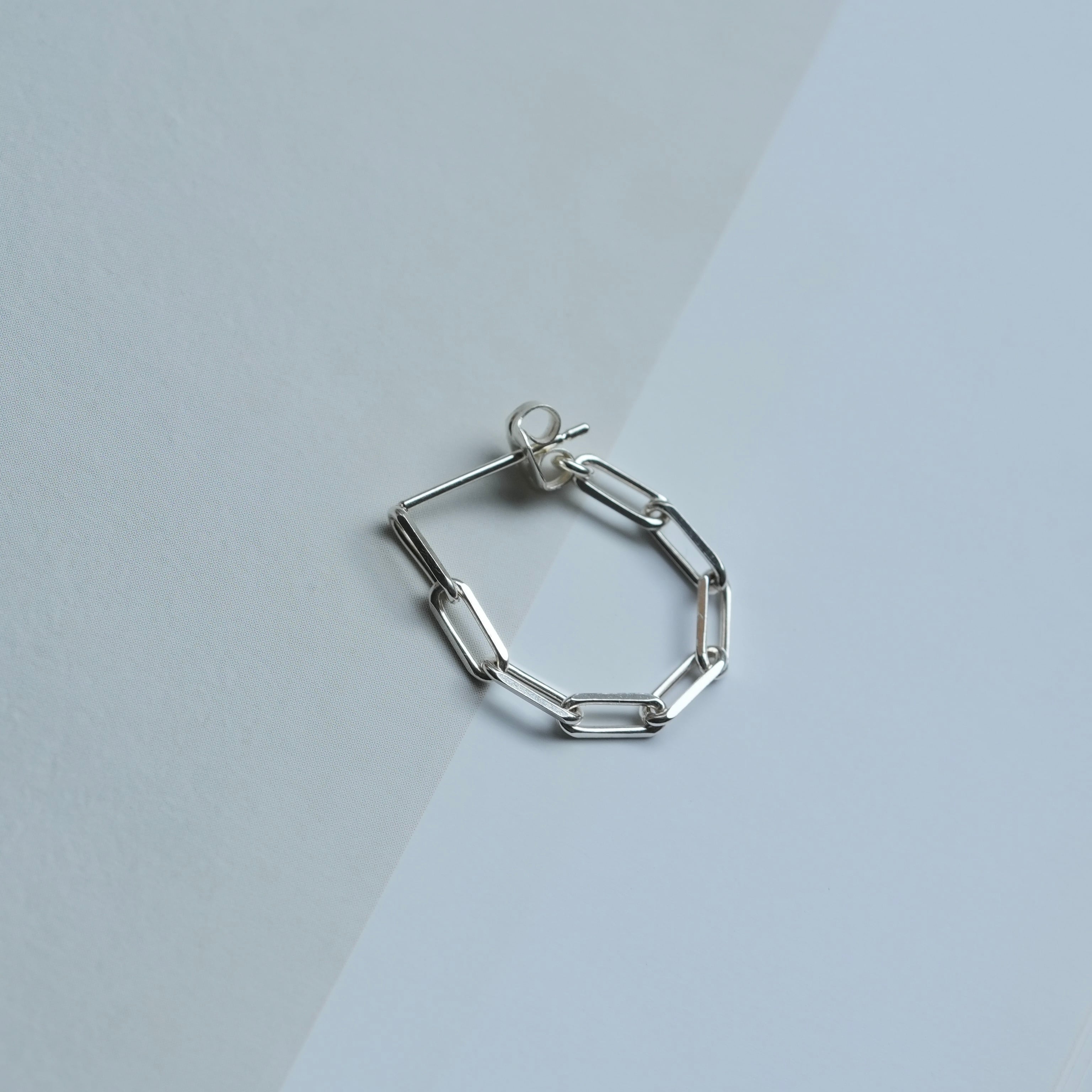 Long Cable Chain Hoop Pierce Silver (片耳用)